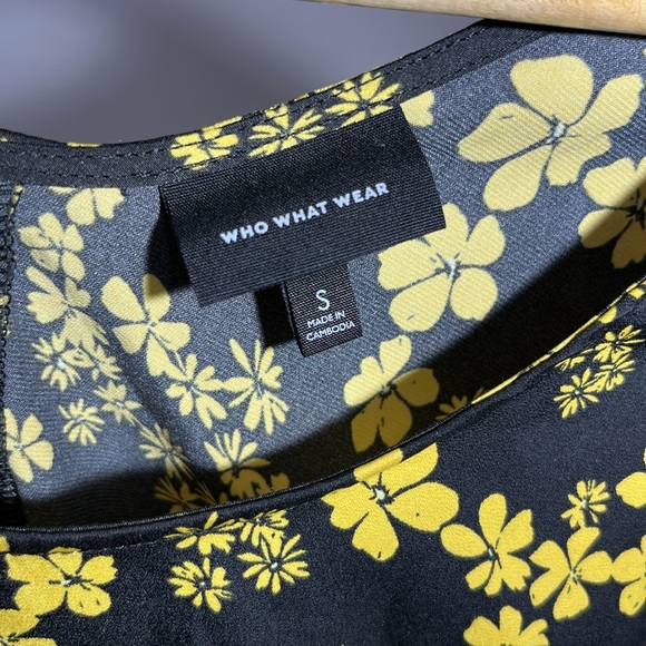 Who What Wear Black Yellow Floral Boho Blouse Size S - Picture 4 of 7